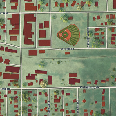 Close-up of the map of Gibbon, Minnesota print showing street and building detail