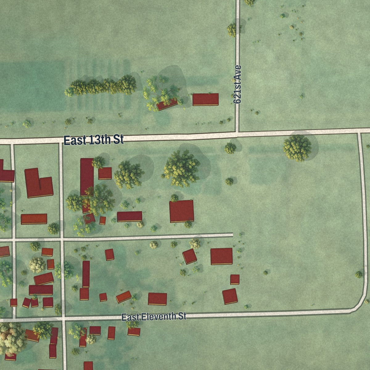 Second close-up of the map of Gibbon, Minnesota print showing more streets and buildings