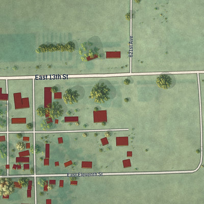 Second close-up of the map of Gibbon, Minnesota print showing more streets and buildings