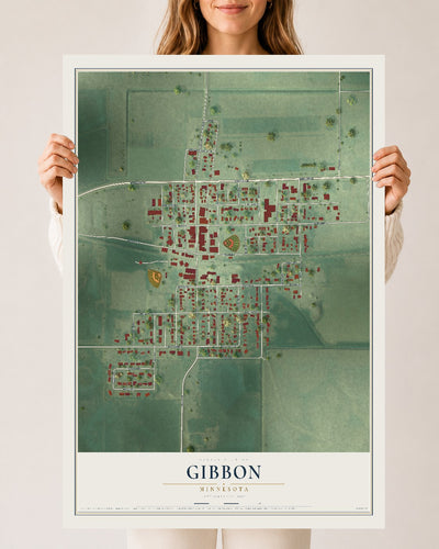 Map of Gibbon, Minnesota, 24 x 36 inch unframed archival matte print