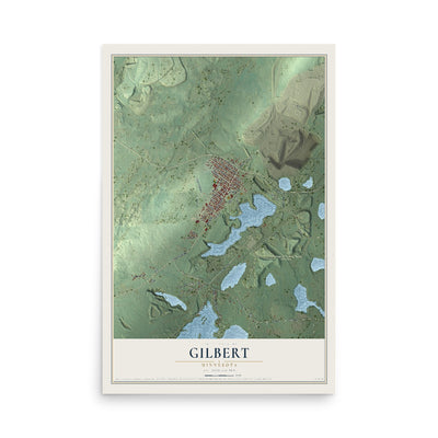 Map of Gilbert, Minnesota, 12 x 18 inch unframed archival matte print