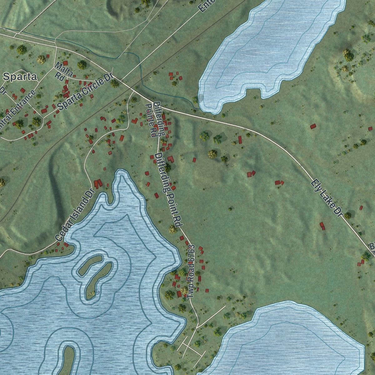 Second close-up of the map of Gilbert, Minnesota print showing more streets and buildings