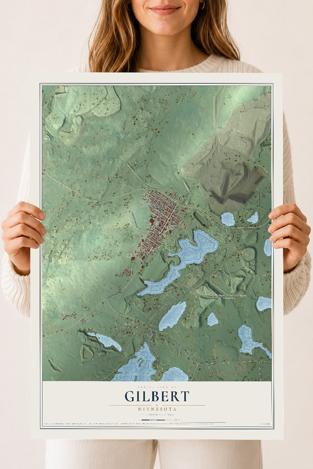 Map of Gilbert, Minnesota, 18 x 24 inch unframed archival matte print