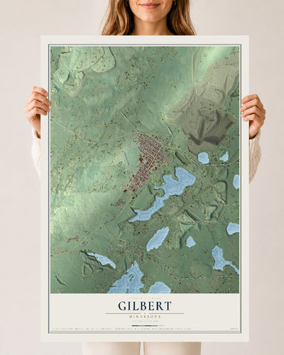 Map of Gilbert, Minnesota, 24 x 36 inch unframed archival matte print