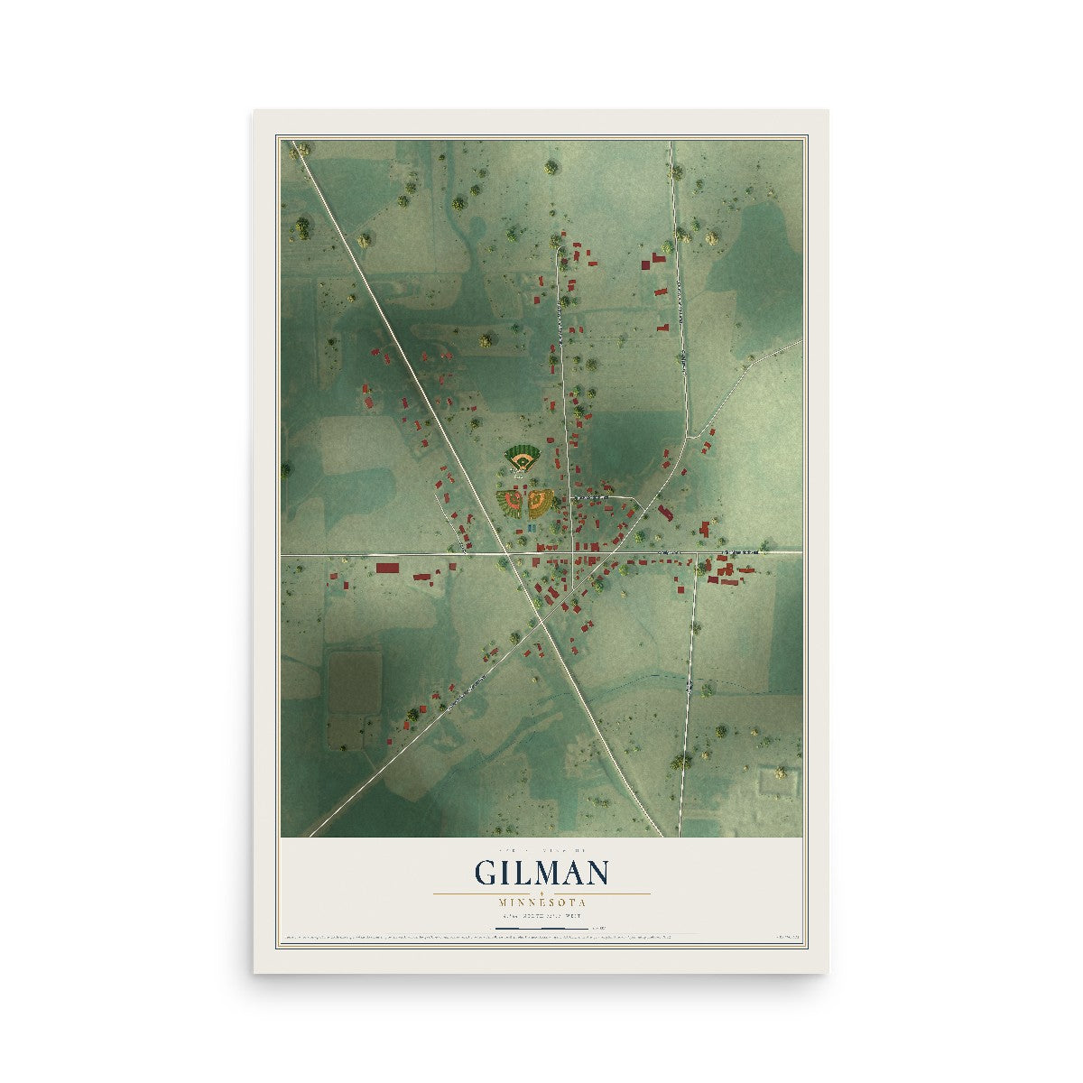 Map of Gilman, Minnesota, 12 x 18 inch unframed archival matte print