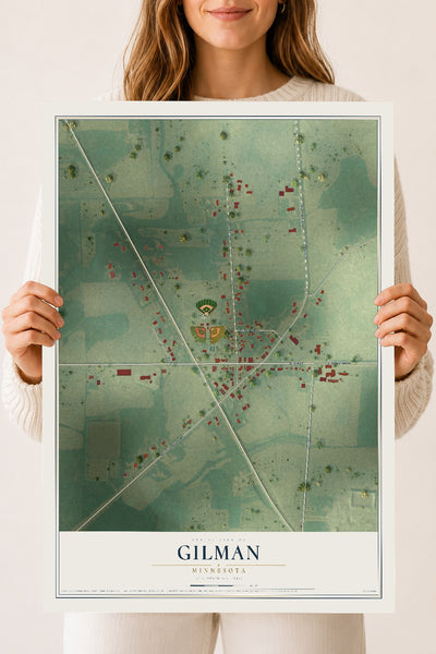 Map of Gilman, Minnesota, 18 x 24 inch unframed archival matte print
