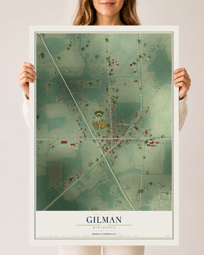 Map of Gilman, Minnesota, 24 x 36 inch unframed archival matte print