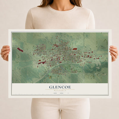 Map of Glencoe, Minnesota, 12 x 18 inch unframed archival matte print