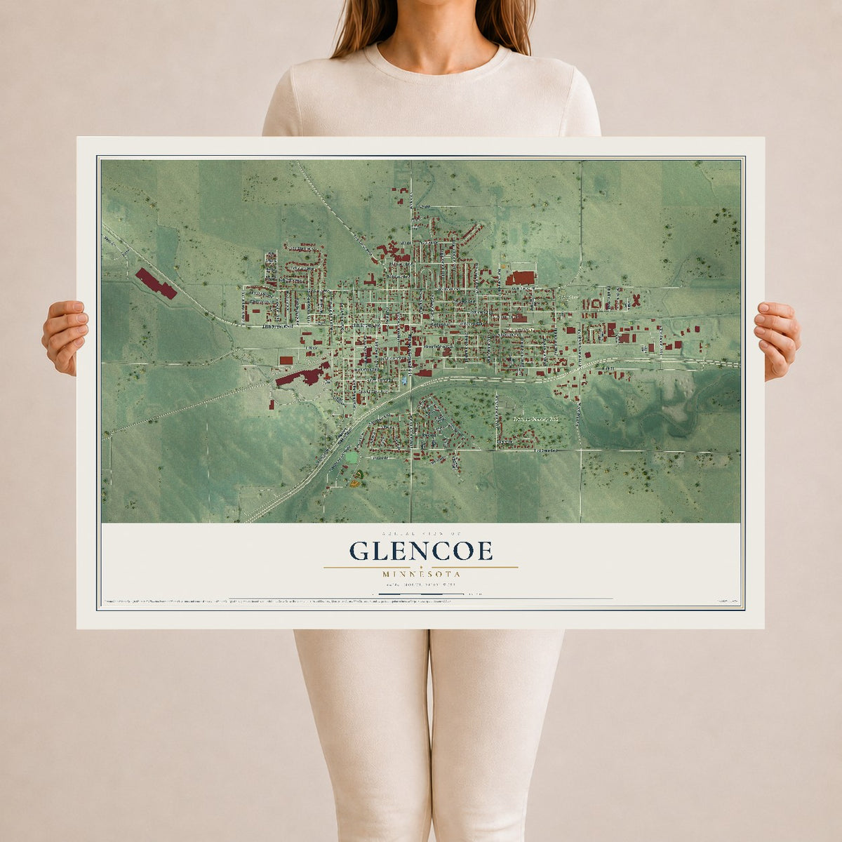 Map of Glencoe, Minnesota, 24 x 36 inch unframed archival matte print