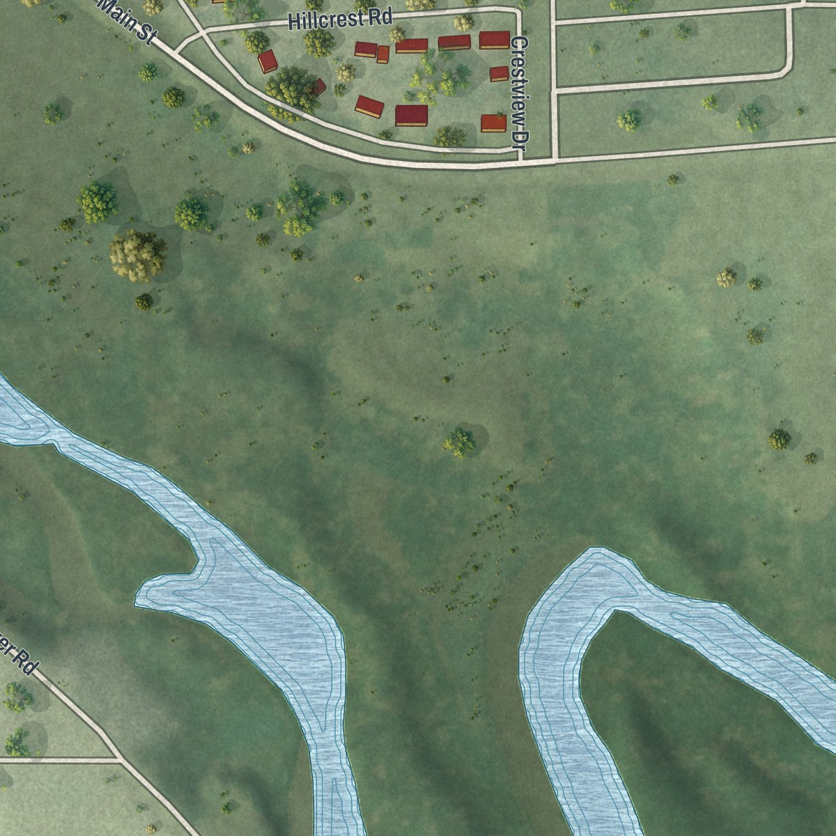 Second close-up of the map of Glenville, Minnesota print showing more streets and buildings