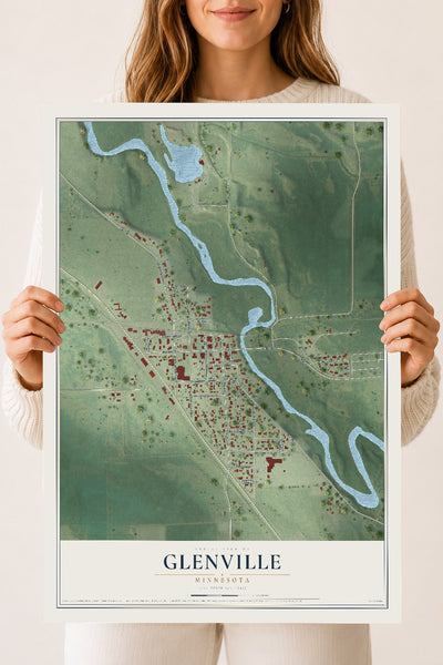 Map of Glenville, Minnesota, 18 x 24 inch unframed archival matte print