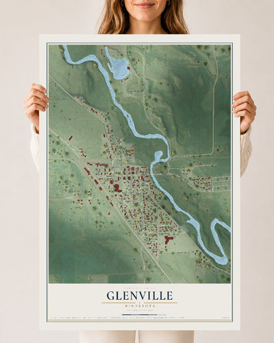 Map of Glenville, Minnesota, 24 x 36 inch unframed archival matte print