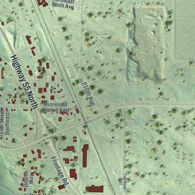 Second close-up of the map of Glenwood, Minnesota print showing more streets and buildings