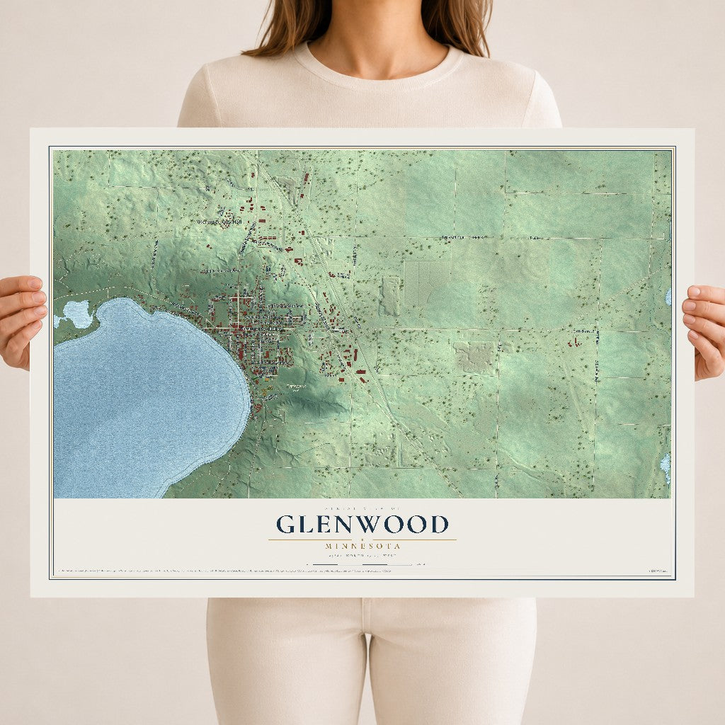 Map of Glenwood, Minnesota, 18 x 24 inch unframed archival matte print