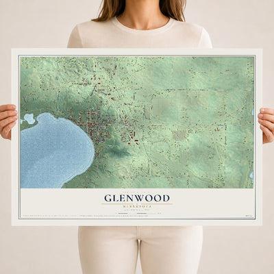 Map of Glenwood, Minnesota, 18 x 24 inch unframed archival matte print