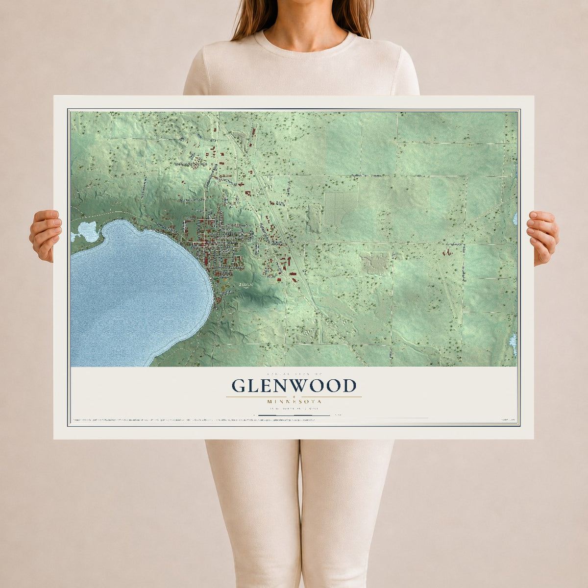 Map of Glenwood, Minnesota, 24 x 36 inch unframed archival matte print