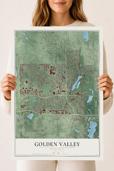 Map of Golden Valley, Minnesota, 18 x 24 inch unframed archival matte print