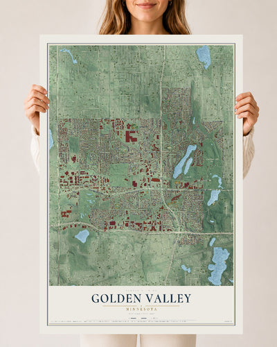 Map of Golden Valley, Minnesota, 24 x 36 inch unframed archival matte print