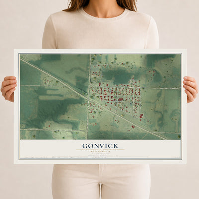Map of Gonvick, Minnesota, 12 x 18 inch unframed archival matte print