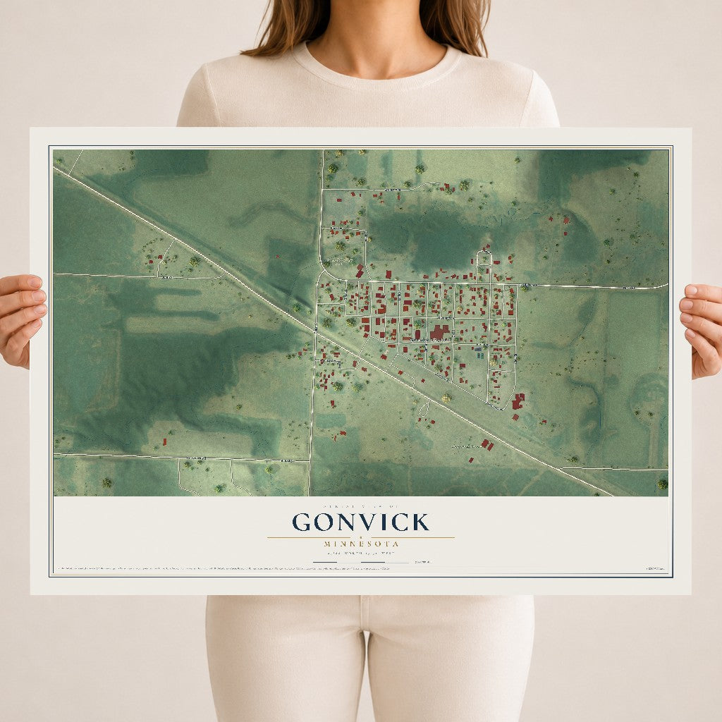 Map of Gonvick, Minnesota, 18 x 24 inch unframed archival matte print