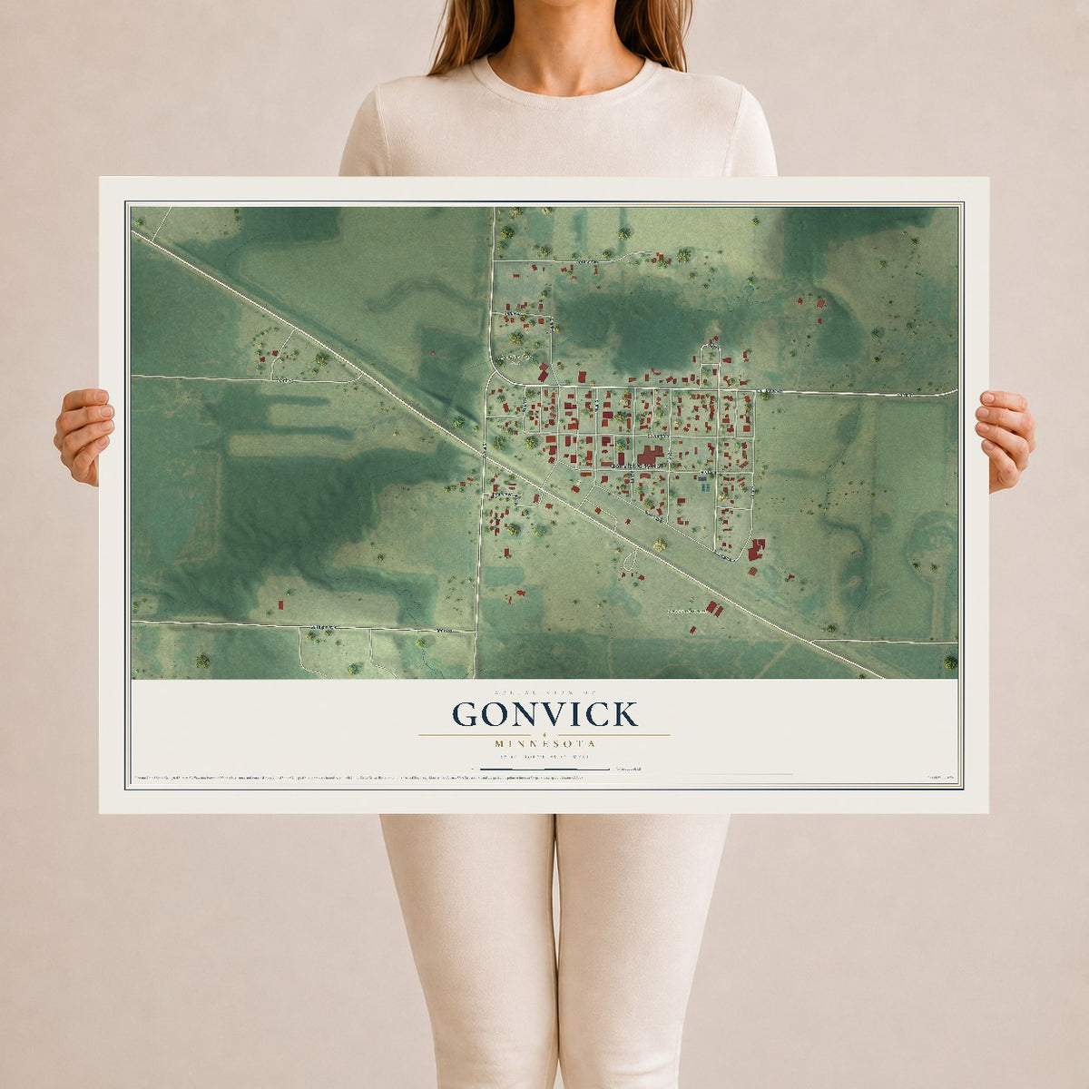 Map of Gonvick, Minnesota, 24 x 36 inch unframed archival matte print