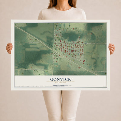 Map of Gonvick, Minnesota, 24 x 36 inch unframed archival matte print