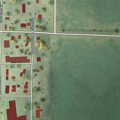 Second close-up of the map of Good Thunder, Minnesota print showing more streets and buildings
