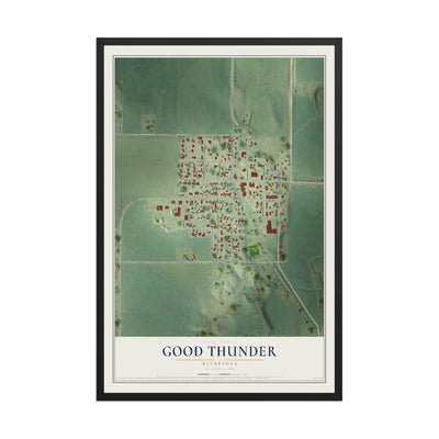 Map of Good Thunder, Minnesota, 12 x 18 inch print in a black wood frame