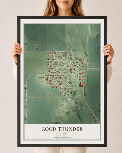 Map of Good Thunder, Minnesota, 24 x 36 inch print in a black wood frame
