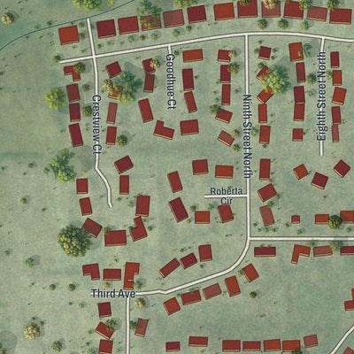 Second close-up of the map of Goodhue, Minnesota print showing more streets and buildings