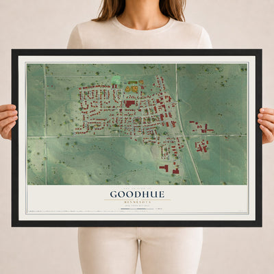 Map of Goodhue, Minnesota, 18 x 24 inch print in a black wood frame