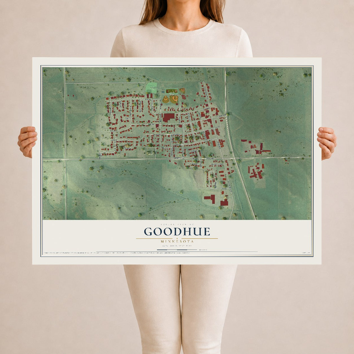 Map of Goodhue, Minnesota, 24 x 36 inch unframed archival matte print