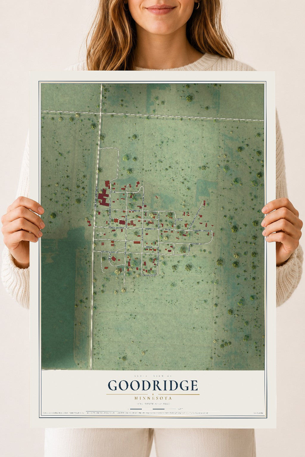 Map of Goodridge, Minnesota, 18 x 24 inch unframed archival matte print