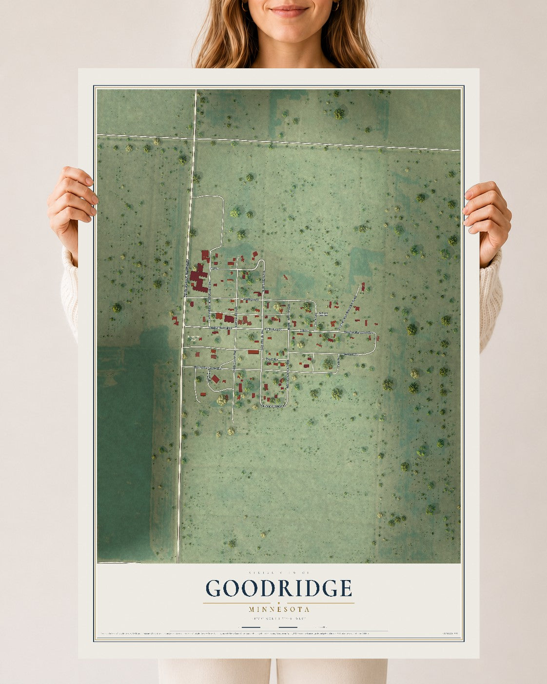 Map of Goodridge, Minnesota, 24 x 36 inch unframed archival matte print