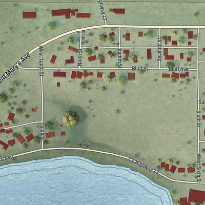 Second close-up of the map of Graceville, Minnesota print showing more streets and buildings