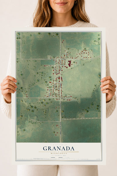Map of Granada, Minnesota, 18 x 24 inch unframed archival matte print