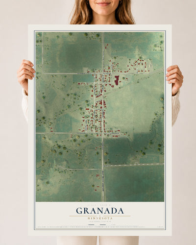 Map of Granada, Minnesota, 24 x 36 inch unframed archival matte print