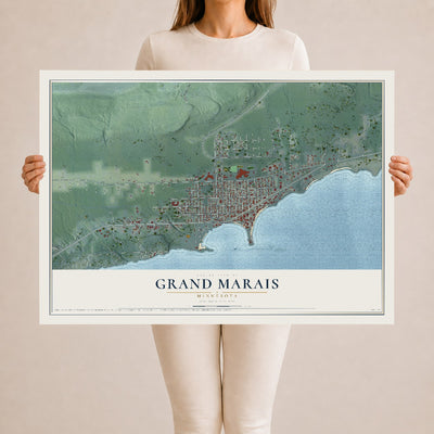 Map of Grand Marais, Minnesota, 24 x 36 inch unframed archival matte print