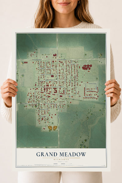 Map of Grand Meadow, Minnesota, 18 x 24 inch unframed archival matte print