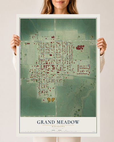 Map of Grand Meadow, Minnesota, 24 x 36 inch unframed archival matte print