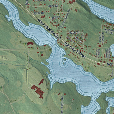 Second close-up of the map of Grand Rapids, Minnesota print showing more streets and buildings