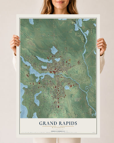 Map of Grand Rapids, Minnesota, 24 x 36 inch unframed archival matte print