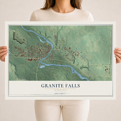 Map of Granite Falls, Minnesota, 18 x 24 inch unframed archival matte print