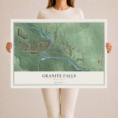 Map of Granite Falls, Minnesota, 24 x 36 inch unframed archival matte print