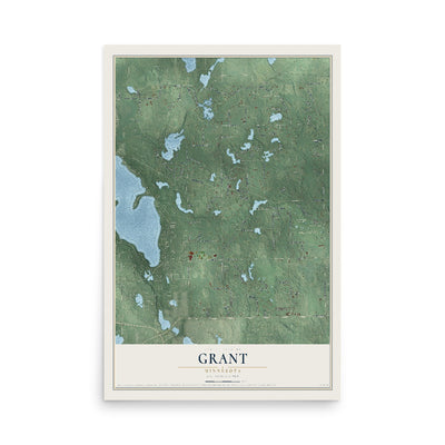 Map of Grant, Minnesota, 12 x 18 inch unframed archival matte print