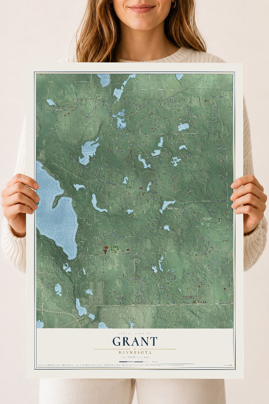 Map of Grant, Minnesota, 18 x 24 inch unframed archival matte print