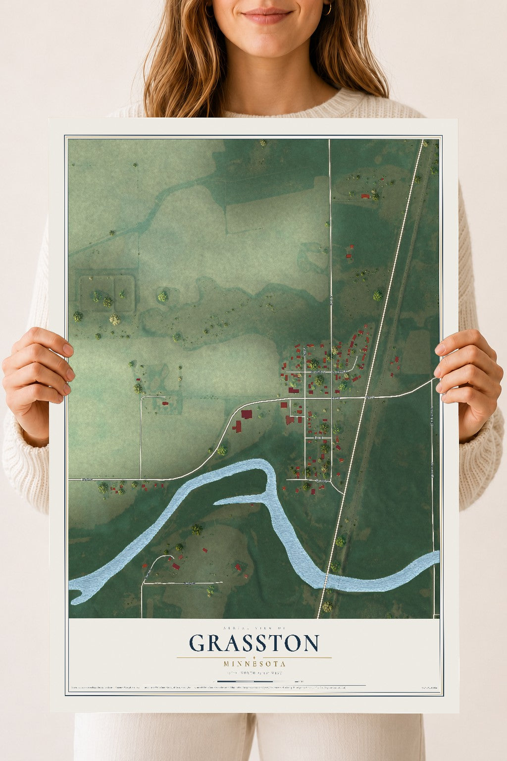 Map of Grasston, Minnesota, 18 x 24 inch unframed archival matte print