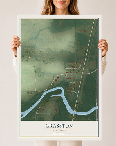 Map of Grasston, Minnesota, 24 x 36 inch unframed archival matte print