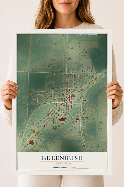Map of Greenbush, Minnesota, 18 x 24 inch unframed archival matte print