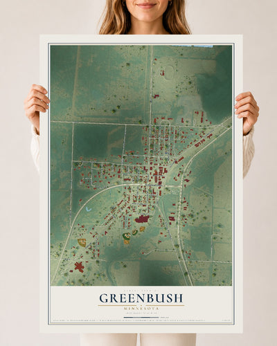 Map of Greenbush, Minnesota, 24 x 36 inch unframed archival matte print